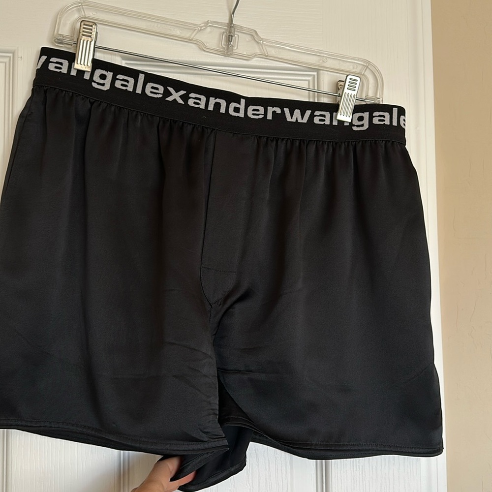 Alexander Wang black satin boxer shorts